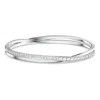 Swarovski Silver-tone Pave Twisted Double-row Bangle Bracelet In White