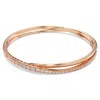 Swarovski Rose Gold-tone Crystal Intertwining Double-row Bangle Bracelet In White
