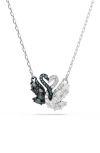 Swarovski Two-tone Swan Pendant Necklace In Metallic