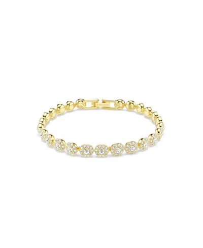 Swarovski Una Angelic Gold-tone Plated Link Bracelet In Pink
