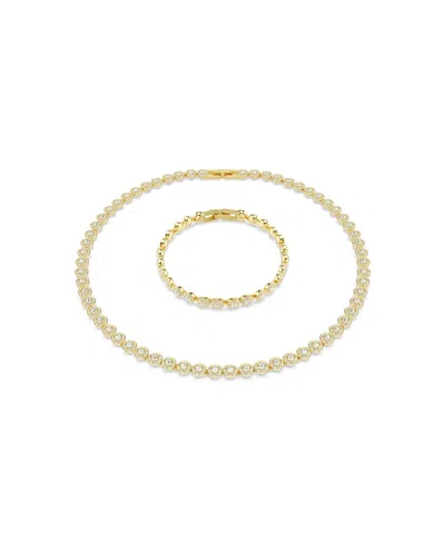 Swarovski Una Angelic Gold-tone Plated Round Cut Necklace And Bracelet Set