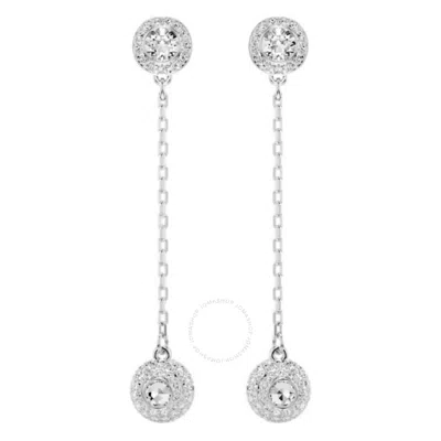 Swarovski Una Angelic Rhodium Plated Drop Earrings In White