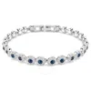 Swarovski Una Angelic Rhodium Plated Tennis Bracelet In Blue