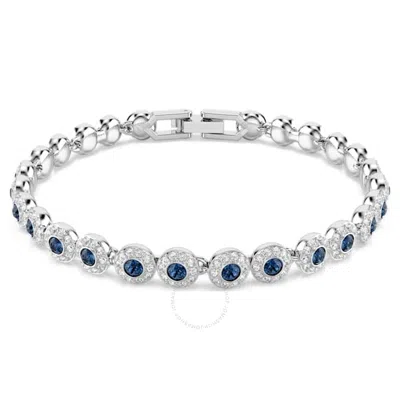 Swarovski Una Angelic Rhodium Plated Tennis Bracelet In Blue
