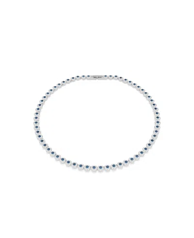 Swarovski Una Angelic Rhodium Plated Tennis Necklace In Blue