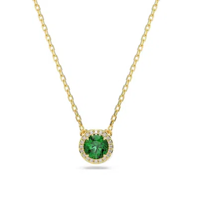 Swarovski Una Angelic Round Cut Pendant In Green