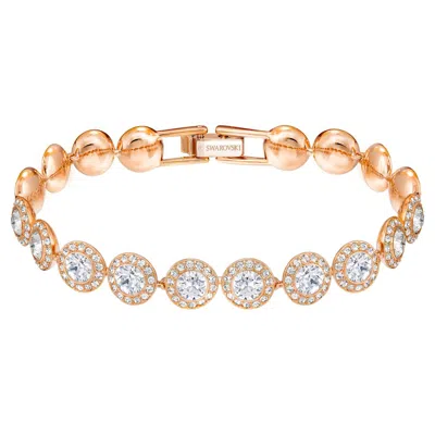 Swarovski Crystal Halo Link Bracelet In Rose Gold
