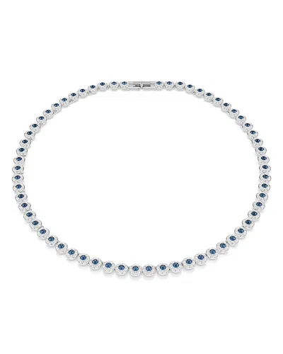 SWAROVSKI UNA BLUE & WHITE CRYSTAL ANGELIC TENNIS NECKLACE, 14.875-15.75