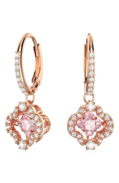 Swarovski Una Clover Crystal Drop Earrings In Pink