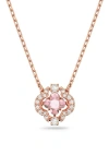 Swarovski Rose Gold Plated Sparkling Dance Clover Necklace In Gold