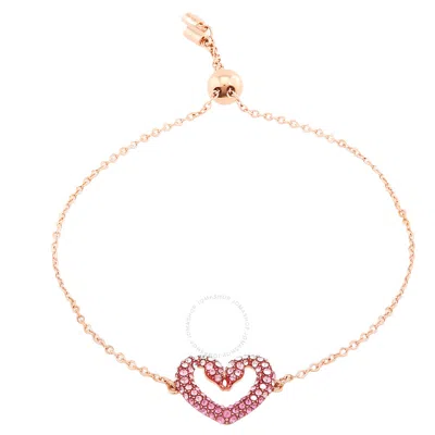 Swarovski Una Rose Gold-tone Plated Heart Bracelet In Pink