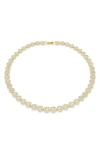 Swarovski Una Angelic Round Cut White Gold-tone Plated Tennis Necklace In Gold