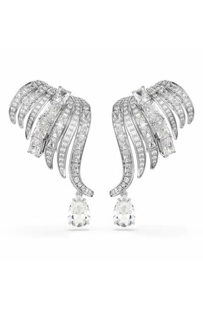 Swarovski Vienna Clip-on Earrings In White Rhodium Plated