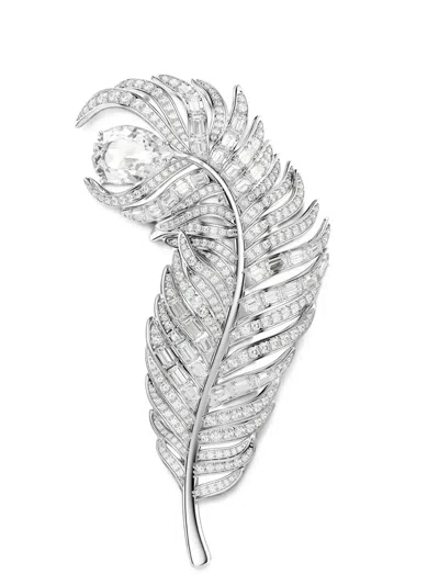 Swarovski Vienna Crystal-embellished Feather Brooch In Silver