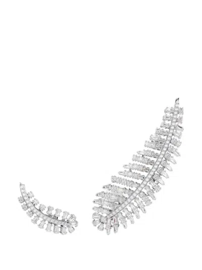 Swarovski Vienna Crystal-embellished Leaf-motif Earrings In Metallic