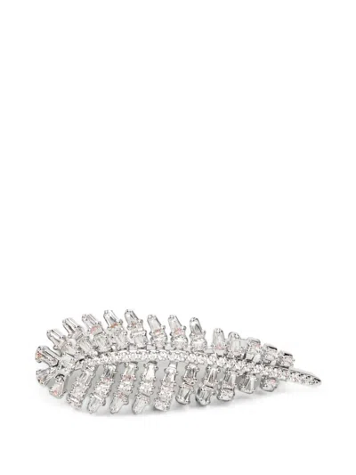 Swarovski Vienna Cubic-zirconia Feather Brooch In Gray