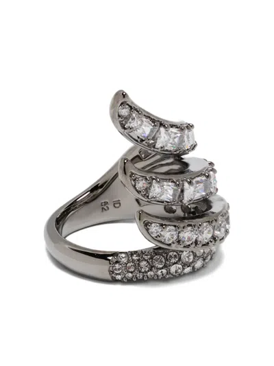 Swarovski Vienna Ruthenium-plated Swirl Ring In Metallic