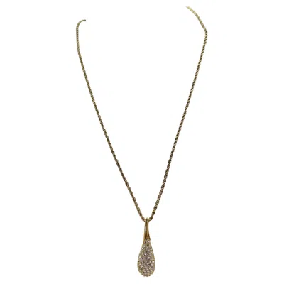 Pre-owned Swarovski Vintage 18k Gold Plated Crystal Pendant Necklace In Multi