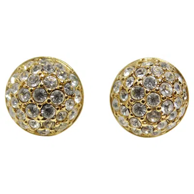 Pre-owned Swarovski Vintage 18k Gold Plated Rhinestone Stud Earrings In Multi