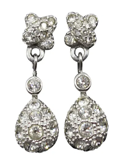 Pre-owned Swarovski Vintage Crystal Drop Earrings In Silver