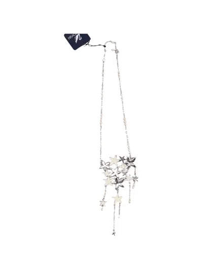 Pre-owned Swarovski Vintage Flower-pendant Necklace In Silver