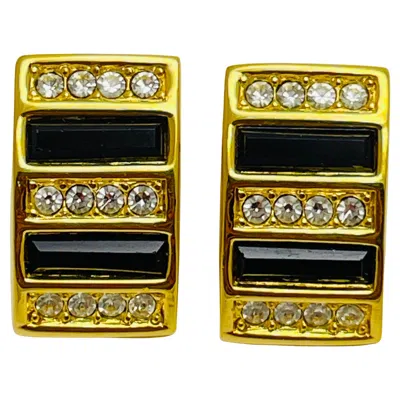 Pre-owned Swarovski Vintage Sal  Gold Plated Crystals Designer Earrings In Multi