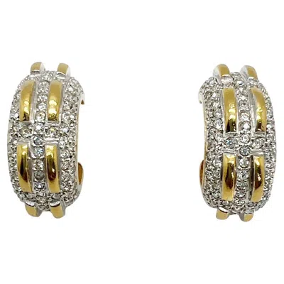 Pre-owned Swarovski Vintage  Crystal Huggie Earrings 1980s In Multi