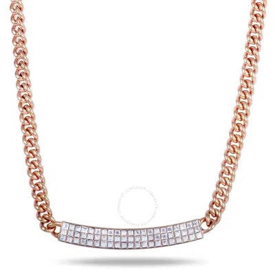 Swarovski Vio Crystals Pave Pendant Rose Gold Plated Chain Necklace In Pink/rose Gold Tone/gold Tone