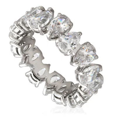 Swarovski Rose Gold-tone Crystal Ring In Silver