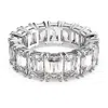 Swarovski Silver-tone Baguette-crystal Wide Ring In White