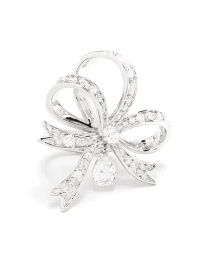 Swarovski Volta Bow Large Cocktail Ring In Metallic