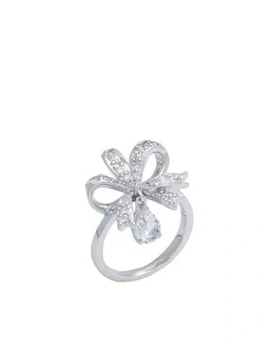 Swarovski Volta Cocktail Ring, Bow, Small, White, Rhodium Plated Woman Ring Silver Size 8.5 Metal, S