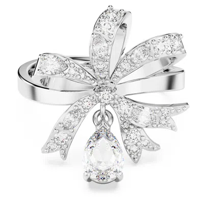 Swarovski Volta Bow Large Cocktail Ring In White
