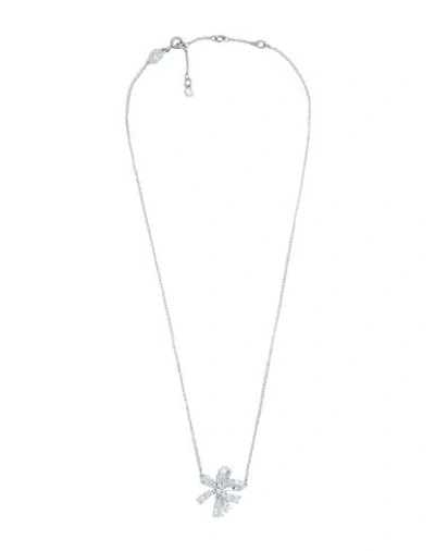 Swarovski Volta Necklace, Bow, Small, White, Rhodium Plated Woman Necklace Silver Size - Metal, Swar