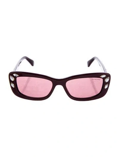 Pre-owned Swarovski Wayfarer Tinted Sunglasses In Red