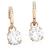 Swarovski White Constella Rose Gold-tone Plated Round Cut Drop Earrings In White