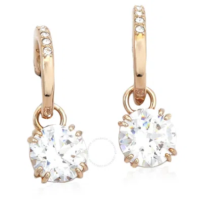 Swarovski White Constella Rose Gold-tone Plated Round Cut Drop Earrings