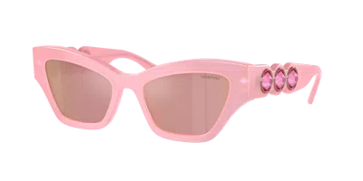 Swarovski Woman Sunglass Sk6021 In Pink Mirror Pink