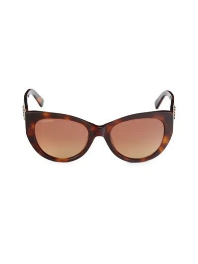 Swarovski Women's 53mm Crystal Cat Eye Sunglasses In Brown