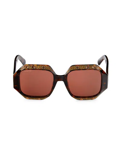 Swarovski Women's 53mm Faux Crystal Geometric Sunglasses In Brown