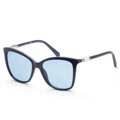 Swarovski Women's 55mm Shiny Blue Sunglasses In Black