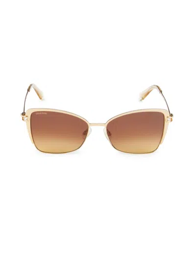Swarovski Women's 56mm Cat Eye Sunglasses In Yellow Gold