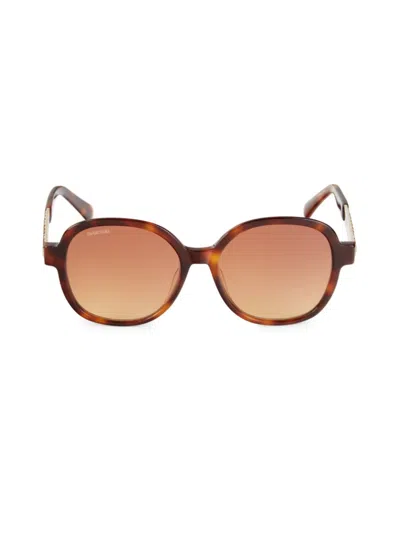 Swarovski Women's 56mm Crystal Round Sunglasses In Brown