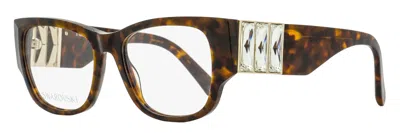 Swarovski Women's Baguette Crystal Eyeglasses Sk5473 052 Dark Havana 54mm In Brown