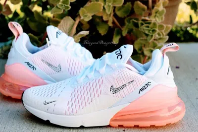 Pre-owned Swarovski Women's Bling Nike Air Max 270 Pink Sneakers Shoes Made With  Crystals