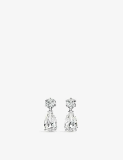 Swarovski Womens Crystal Mesmera Rhodium-plated Brass And Crystal Drop Earrings