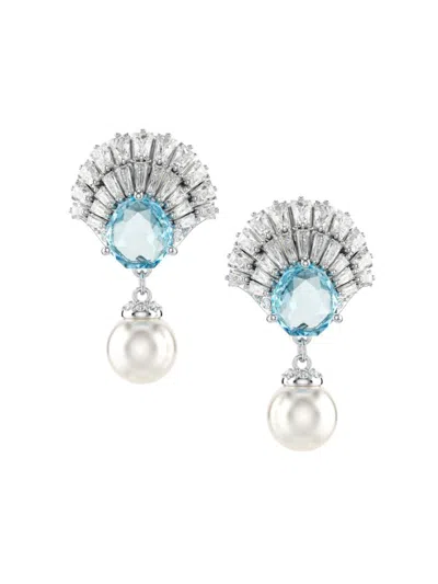 Swarovski Women's Idyllia Crystal & Imitation Pearl Drop Earrings In White Gold