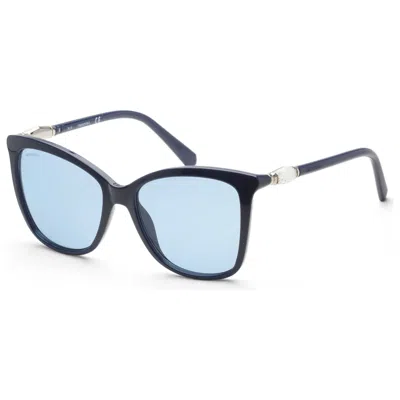Swarovski Women's 55mm Shiny Blue Sunglasses In Black