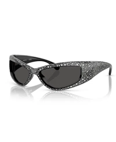 Swarovski Sk6027 Rectangular Sunglasses In Dark Grey