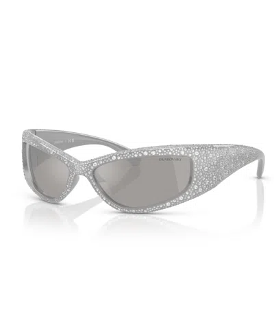 Swarovski Crystal-embellished Rectangle Sunglasses In Light Gray